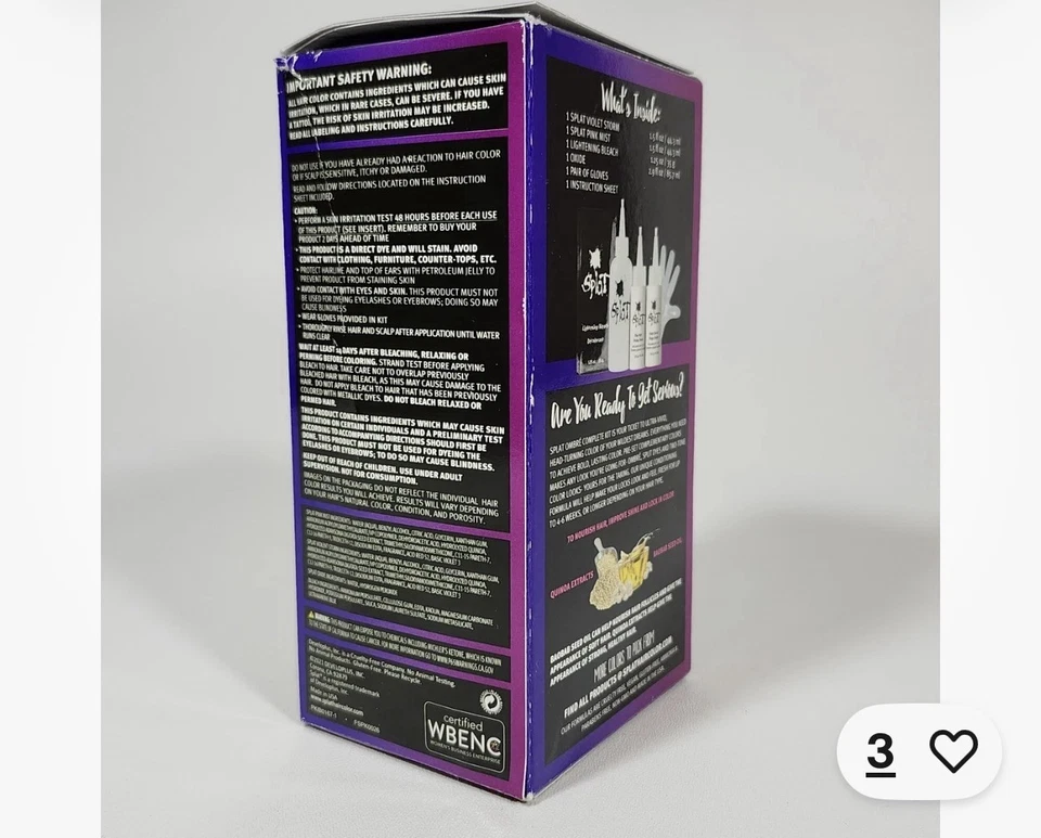 Kit de tinte para cabello Splat Ombre Rain Pink Mist & Violet Storm con blanqueador y peróxido Foto 4 de 4