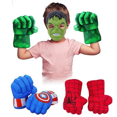 Kids Superhero Cartoon Foam Gloves Plush Cotton Fist Halloween Cosplay Game Prop
