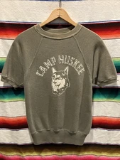 Vintage 50s 60s Camp Huskee Short Sleeve Sweatshirt Small/Medium 19x25 **FLAWS**