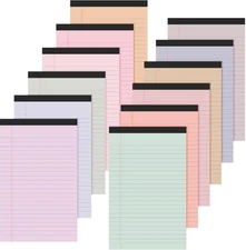 12 Pcs 5" x 8" Colored Note Pads Small Legal Pads Narrow Ruled Writing Notepads
