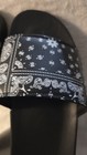 Men's Paisley Bandana Print Slide Sandals Slip-On Logo Black/White US 12 — photo 3