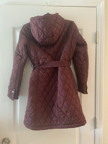 Michael Kors Women's Black Quilted Zip Jacket Size Medium Hoodie With Belt READ - Picture 5 of 11