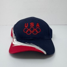 Vintage Olympics USA Adjustable Hat Cap Adult Strapback Rings Logo 1996 Atlanta