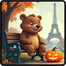 30 Custom Paris Halloween Bear Personalized Address Labels