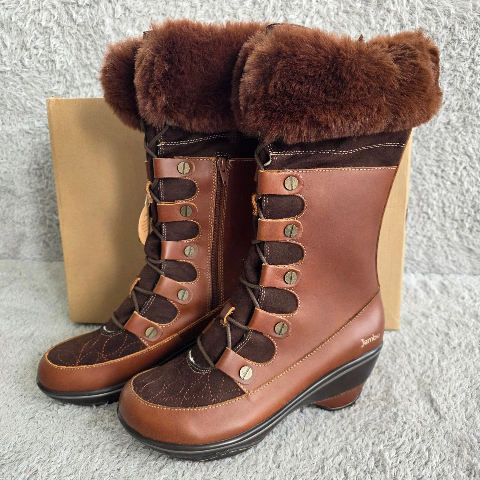 Jambu Cruise Encore Leather Suede Lace Up Wedge Snow Boots Women's 9.5 NEW