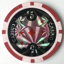 CASINO 10 Jetons 5€ rotbraun 4cmx3,3mm | CASINO 10 game chips 5€ red-brown
