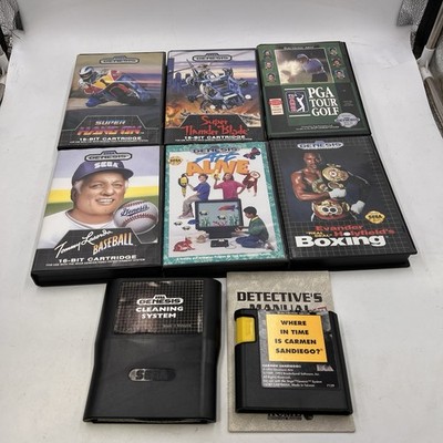 Sega Genesis Game Lot Super Thunder Blade Game Boxing Hang On Golf Art Baseball