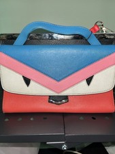Fendi Monster Small Demi Jour Leather 2 Way Crossbody Purse Bag Multi Color AUTH