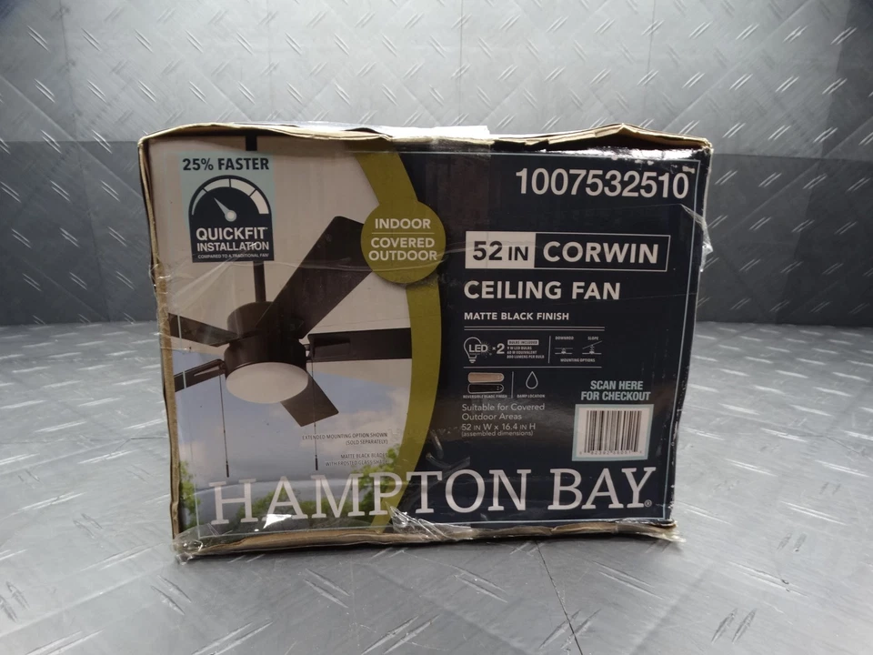 Hampton Bay 52 in. Corwin Indoor/Outdoor Matte Black LED Ceiling Fan 1007532510 - Image 4 of 4