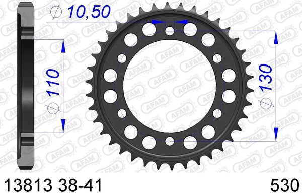 Kettenrad Alu 45-ZäHne 530-Teilung FüR Suzuki GSX-R 1000 ZUF Bj. 2013-2014-image