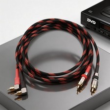 Pair RCA Cable OFC Copper Wire 90 Angle Plug HiFi Audio Interconnect Cable