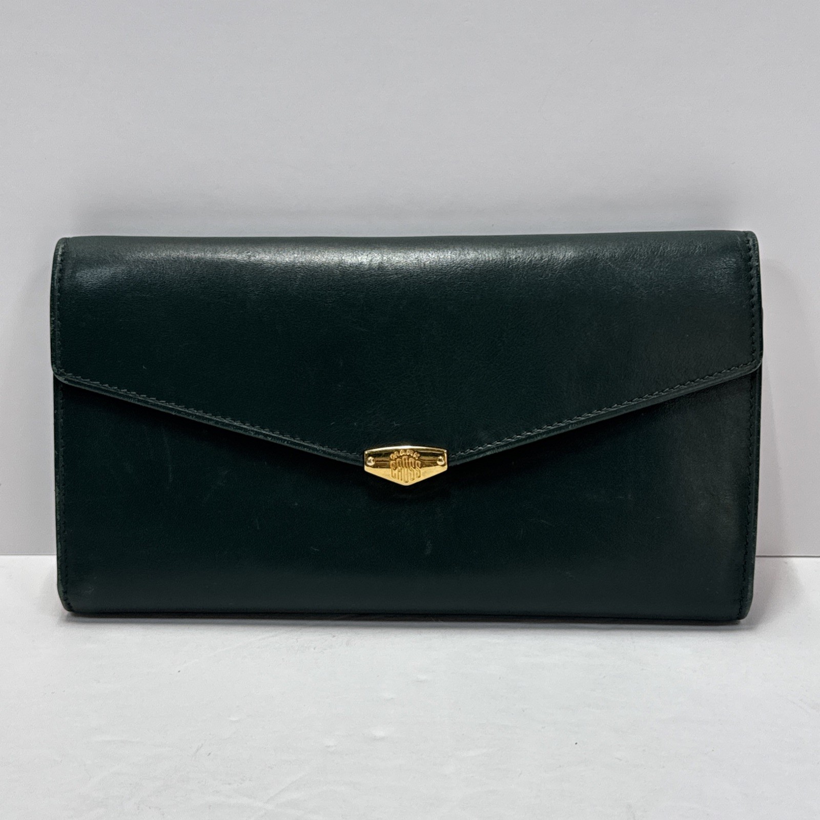 Vintage Mark Cross Green Leather Women’s Full Size Clutch Wallet 1994 Checkbook