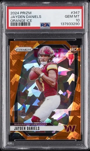 2024 PANINI PRIZM ORANGE ICE #347 JAYDEN DANIELS PSA 10