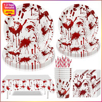 Halloween Partygeschirr Set 61 StüCk Gruseliges Geschirr Blutige HäNde FüR 10
