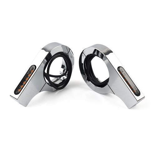 37-41MM LED Fork Turn Signal Light Indicator Amber For Harley Touring Dyna Motor - Picture 6 of 9