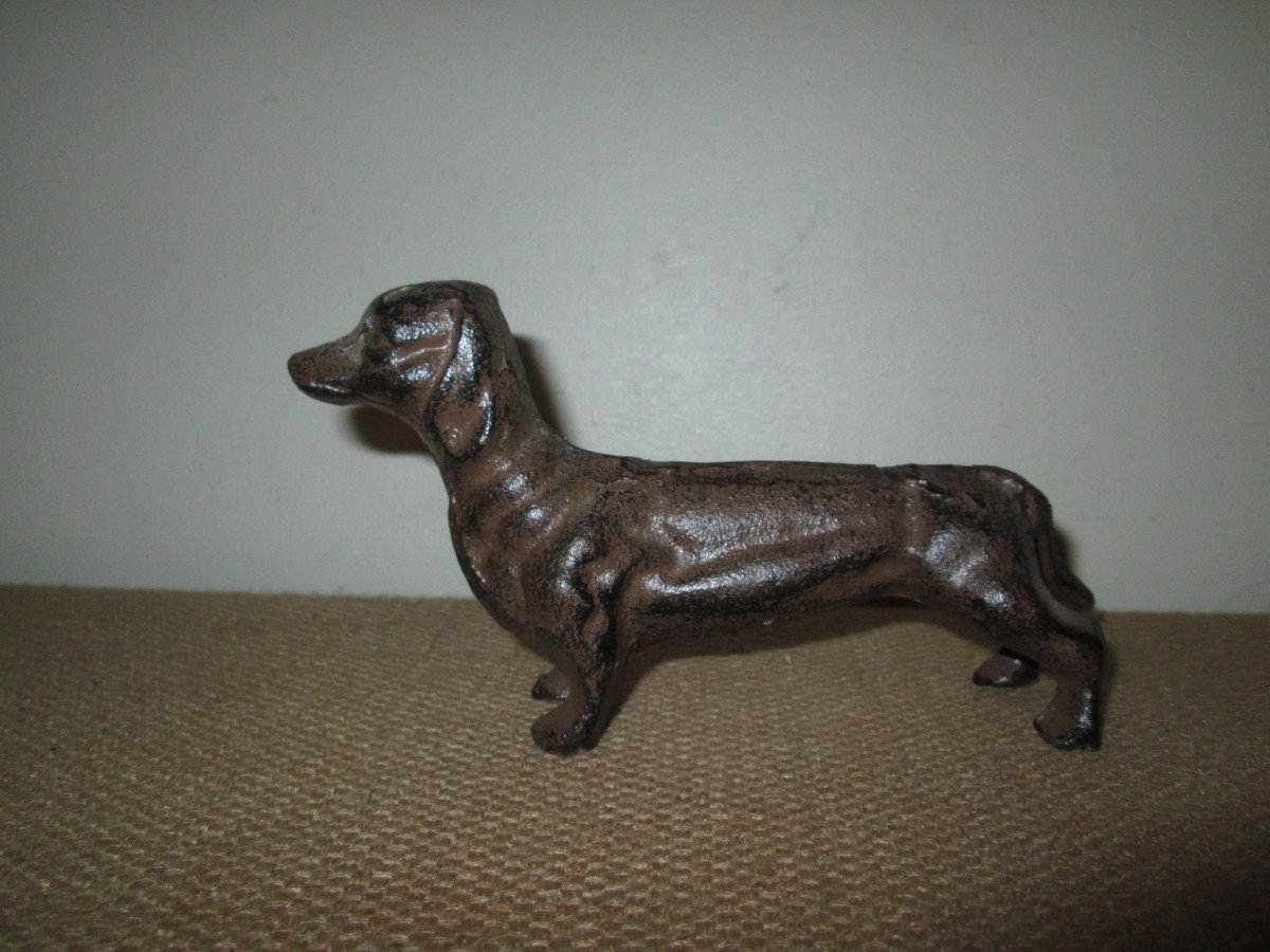 Vintage Bronze Cast Iron Dachshund Weiner Dog Figurine Paperweight