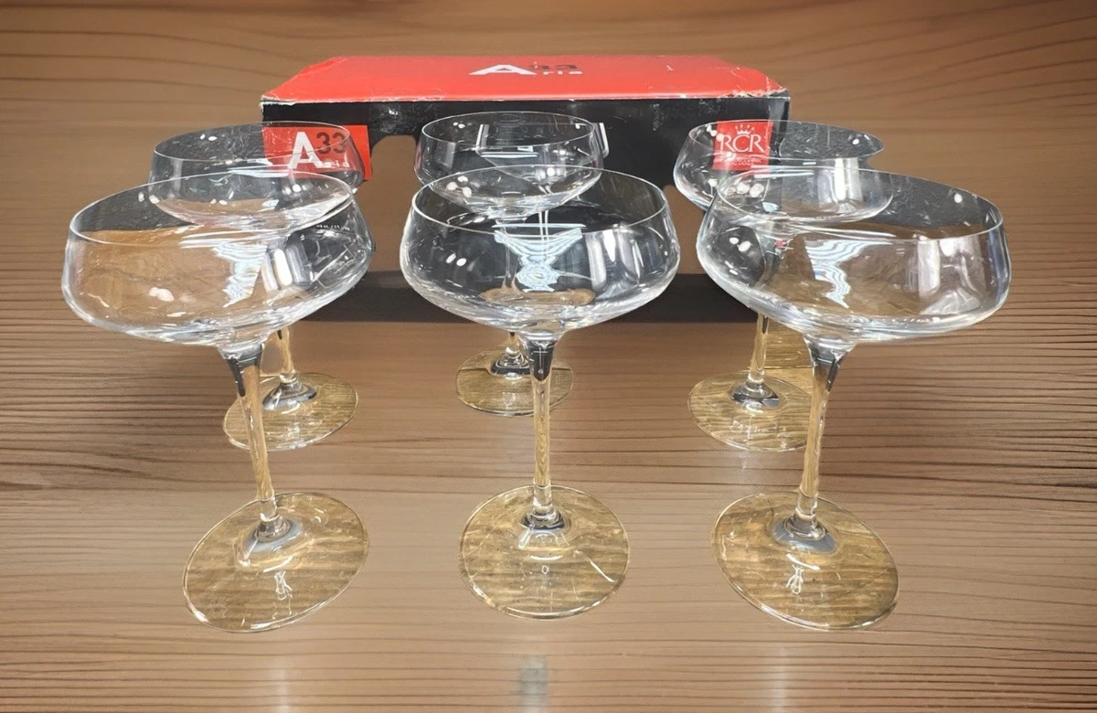 aira ×33 RCR Cristalleria Italiana ARIA33 Set-6 Crystal Wine Glass-Champagn