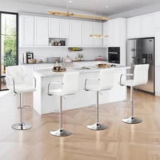 Bar Stools, Adjustable Bar Stools Set of 4, Counter Height Barstool with Back...