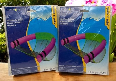 Swimming Pool Noodle Chair Float Lot of 2 Mesh Seat Splash n Swim 18 Inch Green