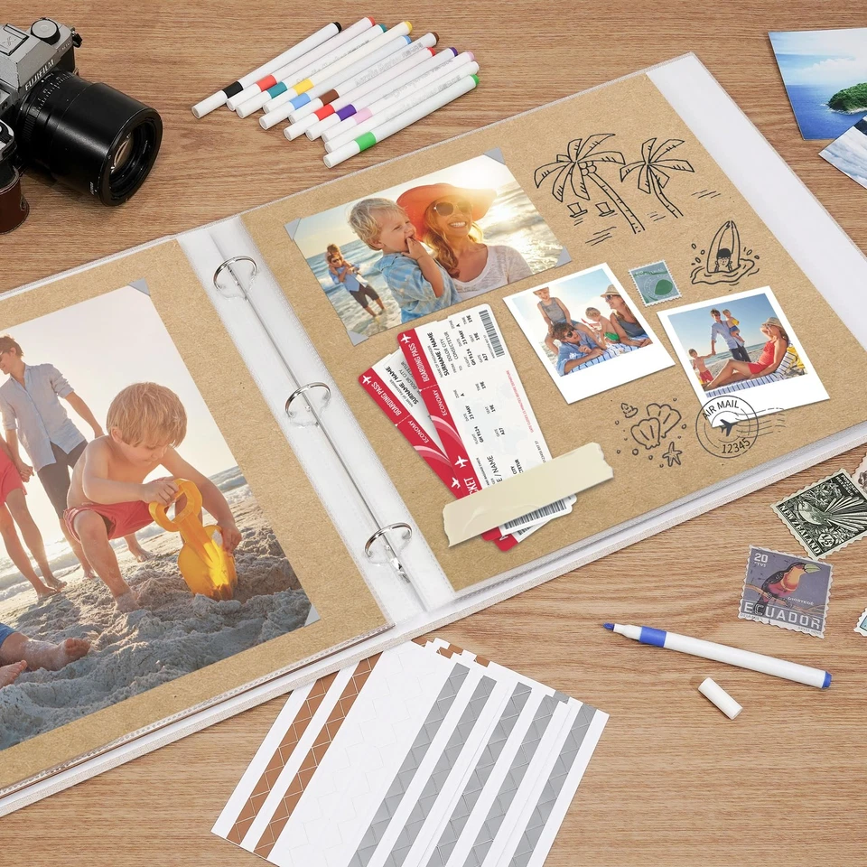 Scrapbook Photo Album 12x12 Inch 3 Ring Binder, Linen Cover Large DIY Scrapbo... - Image 3 of 4