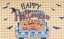 CUISINART Halloween Anti Fatigue Kitchen Mat Rug 18x30 Farm Truck Pumpkins Eek!