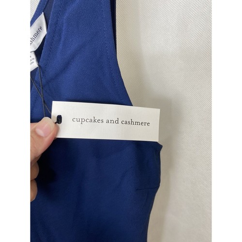$128 Cupcakes And Cashmere Women's Blue Solid Sleeveless Crepe Jumpsuit Size Med - Picture 7 of 12