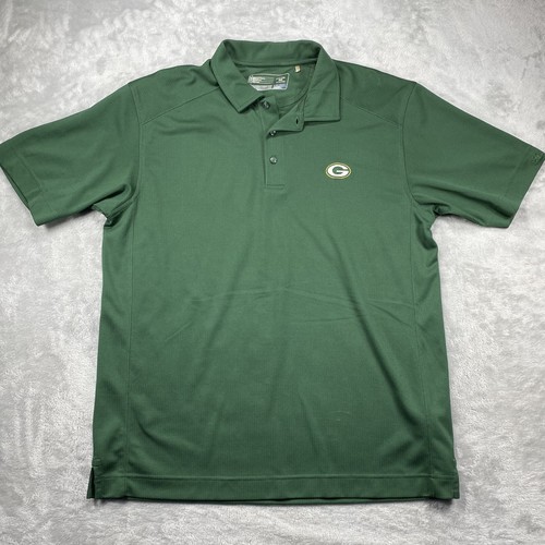 Green Bay Packers Mens L Cutter & Buck DryTec Golf Polo Green