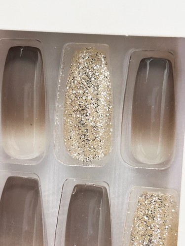 Kiss Long-Length Glue-On or Press-On Nails, Ombre & Glitter Shiny Finish 83596 - Picture 3 of 4