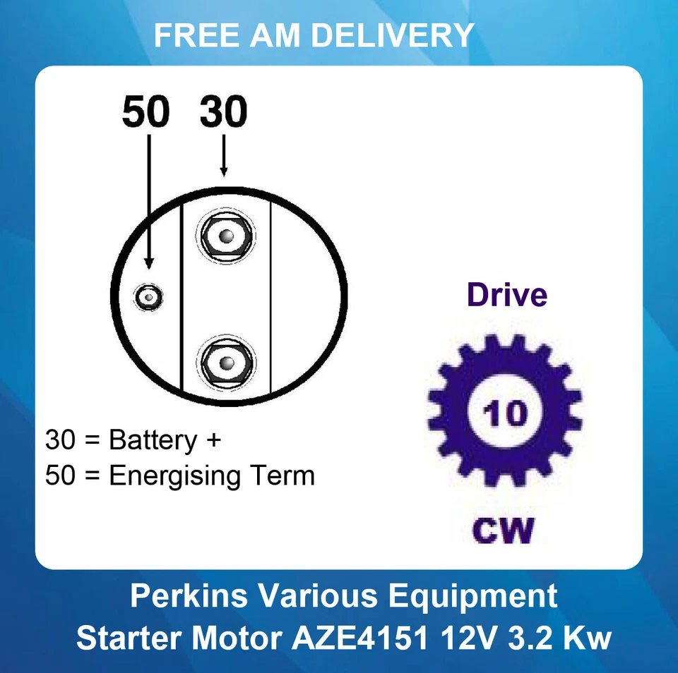 Starter Motor For BMC 1.5 Diesel Marine Eng Hi Torque 3.2 Kw AZE4151 IS1195 - Image 3 of 4
