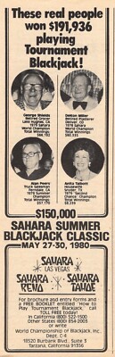 LAS VEGAS SAHARA BLACKJACK TOURNAMENT/ANITA TALBOTT/ALAN PEERS/GEORGE SHIELDS