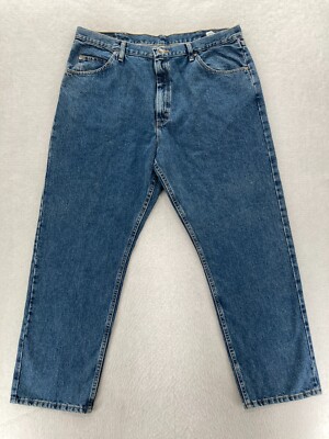 Wrangler Five Star Premium Jeans Mens 40x30 Relaxed Straight Dark Blue Denim NWT