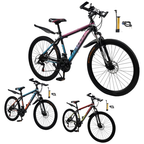 24"Spoke Wheel 24 Speed Mountain Bicycle Adult Bike MTB w/ fender Blue+Orange #8 - Picture 6 of 33