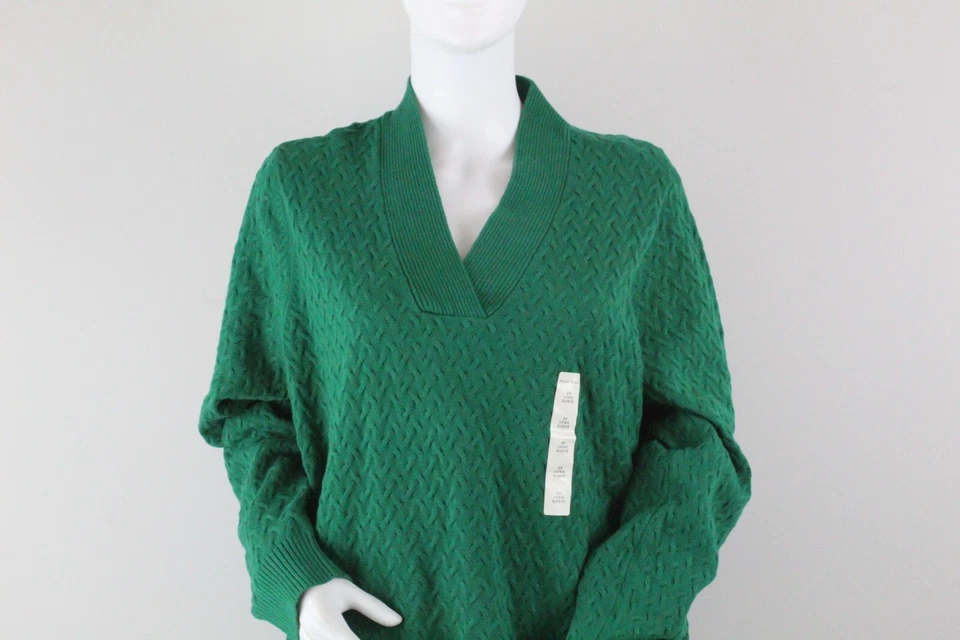 Long Sleeve V-Neck Sweater Studio Works Size 2X Green NWT - Image 2 of 4