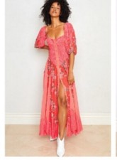New We are HAH Modern Renaissance Maiden Memphis Dress Floral Red Lace Corset L