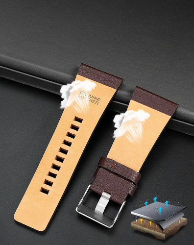 27 mm Zethydum Cuero Genuino Premium Texturizado Correa/Banda de Reloj + Herramienta de Cambio - Imagen 4 de 15