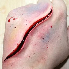 Slit cut slash stab wound! #5 Deep detailed latex fake scar UK costume Halloween