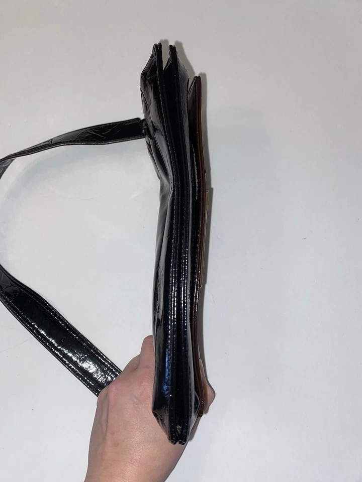 Сумочка Anya Hindmarch сумка коричневая черная золотистая магнитная застежка золотистое оборудование - Изображение 4 из 4