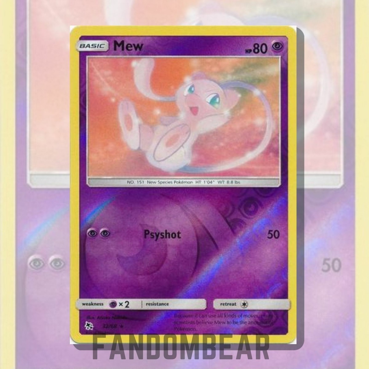 Mew Hidden Fates 32/68 REVERSE HOLO RARE card 2019 Pokemon TCG
