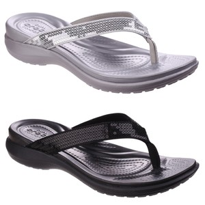 black sequin croc flip flops