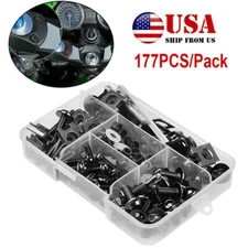 177XUniversal Motorcycle Fairing Bolt Windscreen Aluminum Screws Assortment Kit 