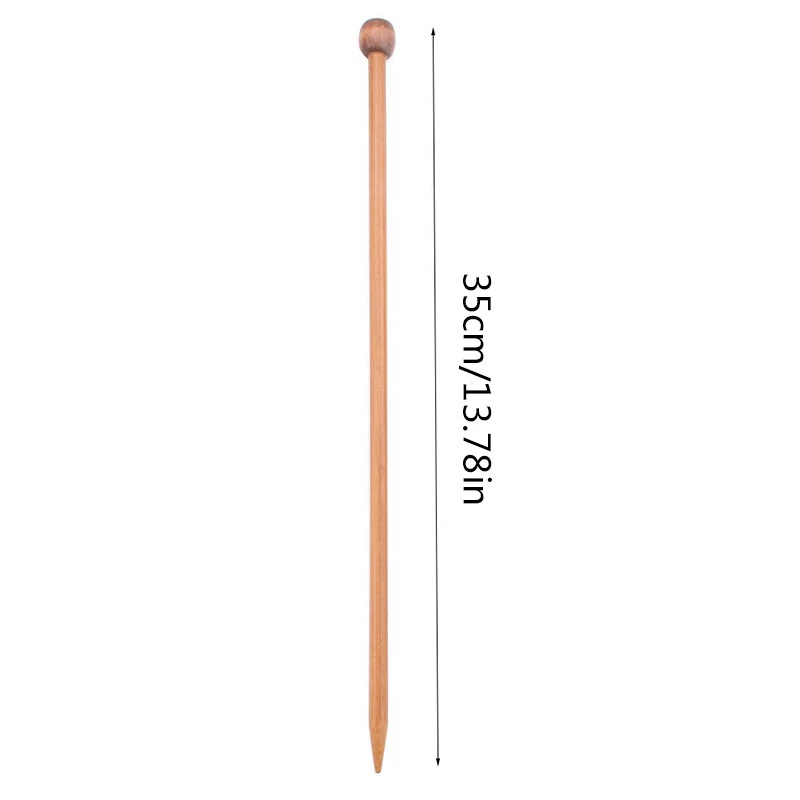 Pair 3mm-10mm Bamboo Knitting Needles Pointed Carbonized Wooden Single 35cm - image 2 of 4