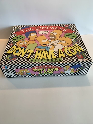 Vintage 1990 Milton Bradley The Simpsons Don't Have A Cow Dice Board Game