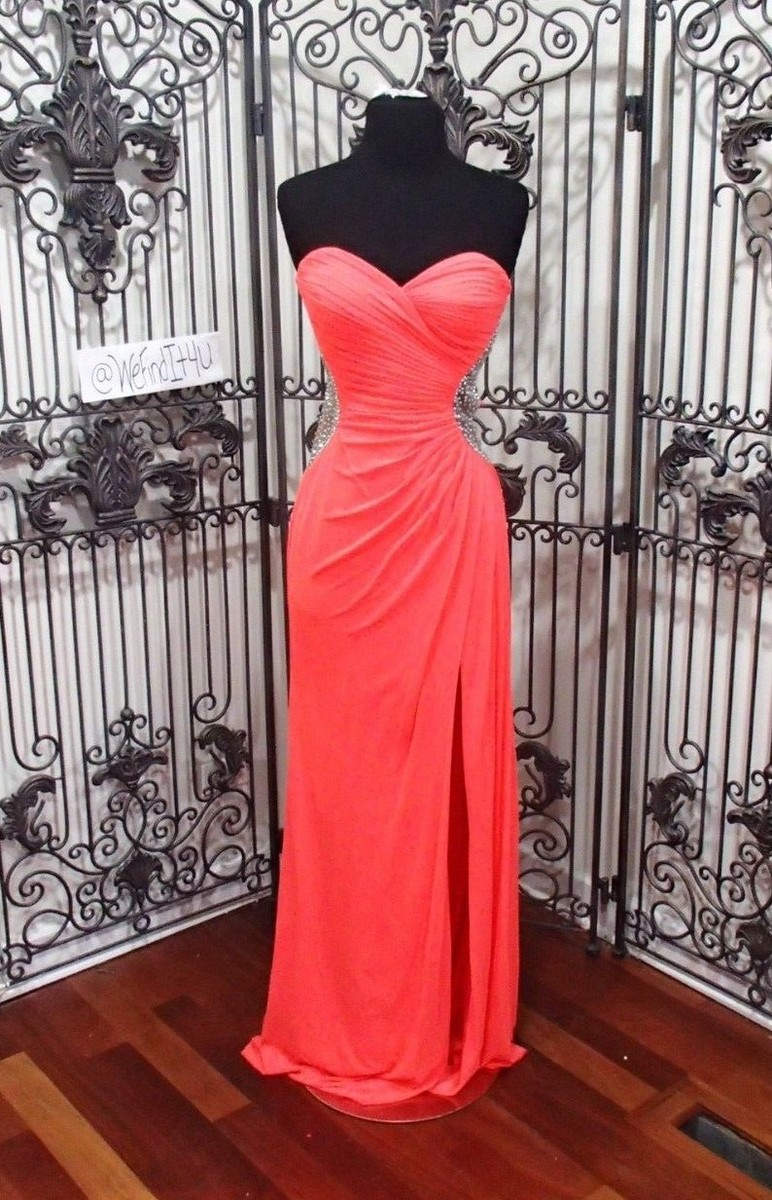 salmon homecoming dresses SR646 LA FEMME SZ 6 $389 BRIDESMAID PROM FORMAL GOWN DRESS cottage