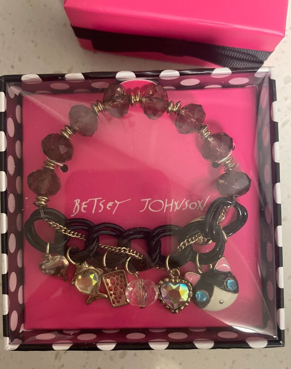 Betsey Johnson® Cat and Fish Charm Stretch Bracelet BN1 D Brand