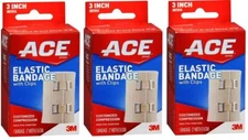 Ace 3 Inch Elastic Bandage With Clip 1 Count X 3 Packs