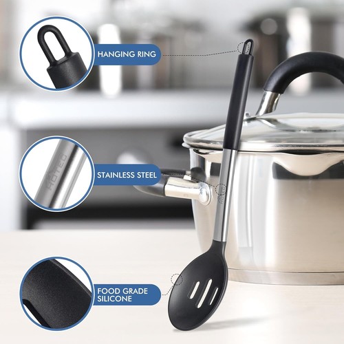 Heat Resistant Large Silicone Cooking Spoon, Solid Slotted Spoons, Nonstick K... - Picture 5 of 7