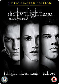 Twilight Saga Triple - Twilight / New Moon / Eclipse (DVD, 2010) Steelbook R2 UK