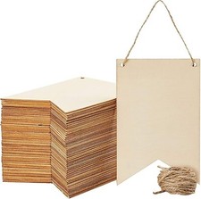 Juvale Unfinished Wood Crafts Blank Signs - 5.9 x 3.8 x 0.1 in, Brown, Pack of 4