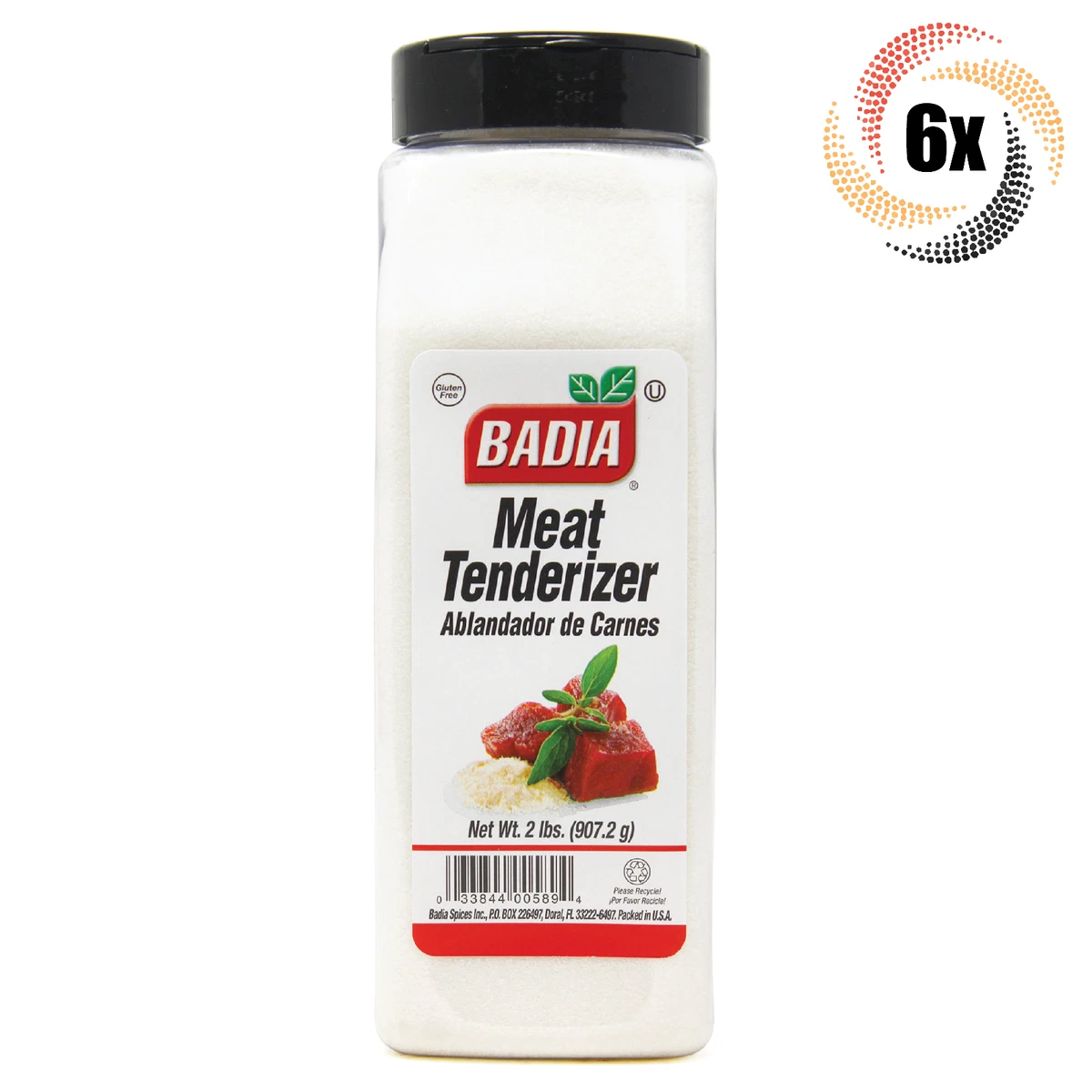 6x Pints Badia Meat Tenderizer Seasoning 2LBS No MSG Ablandador De Carnes