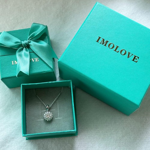 IMOLOVE Moissanite Solitaire Pendant Necklaces for Women Sterling Silver with - Picture 6 of 6